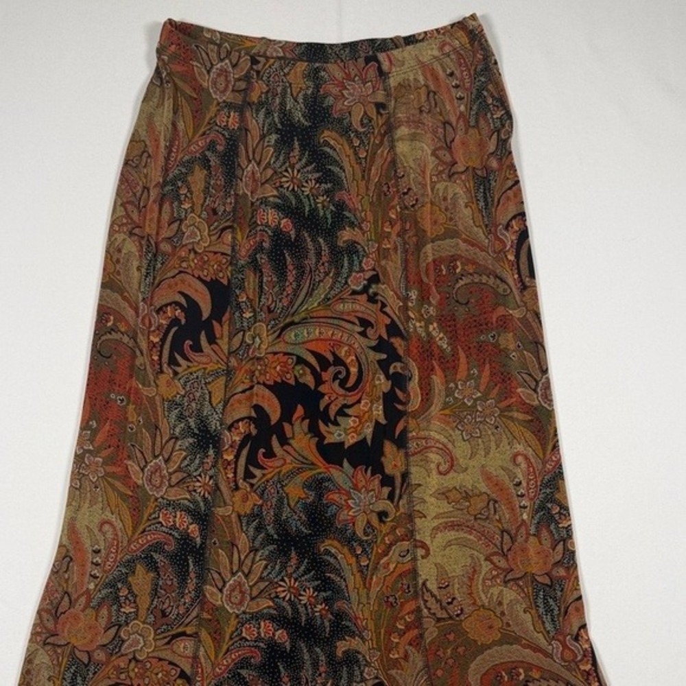 Coldwater Creek Womens Pet. PS Paisley Floral Maxi Skirt Earth Tones Boho A-Line - Picture 5 of 8